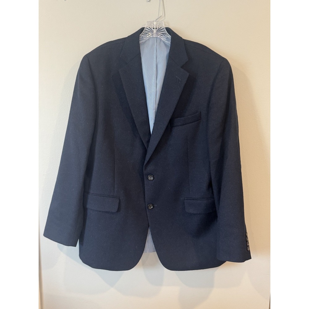 Stafford Blazer Mens 44R 100% Camel Hair Blue Sport Coat Luxury Formal Classic